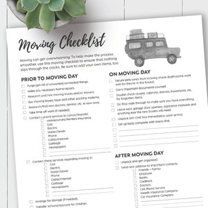 Moving Checklist / Letter / Printable / INSTANT DOWNLOAD image 1