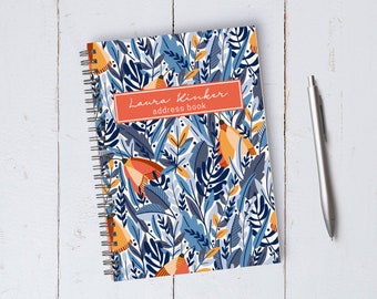 Personalized Orange Moth Address Book / A5 / Coil Bound / Housewarming / Birthday Gift