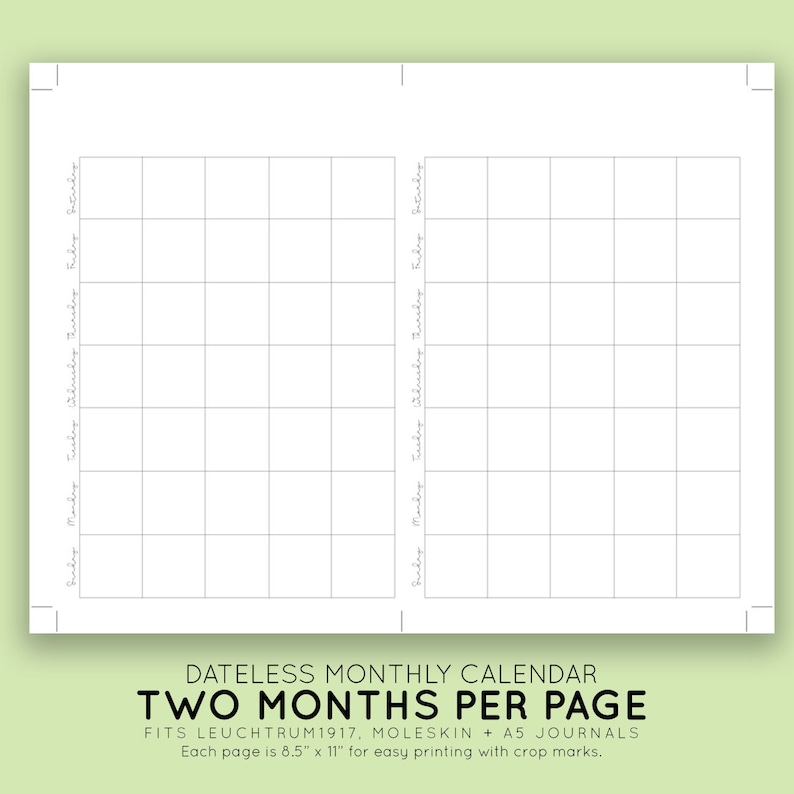 monthly-blank-calendar-a5-printable-instant-download-etsy