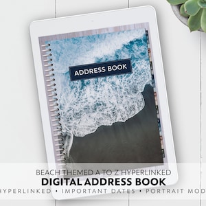 Digital Beach Address Book with A to Z Hyperlinked Tabs for Goodnotes and iPad