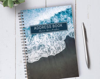 Personalizable Ocean Beach Address Book / A5 / Coil Bound / Housewarming