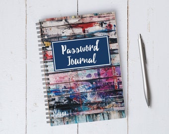 Password Journal Book / Painted Boards / A5 / Coil Bound