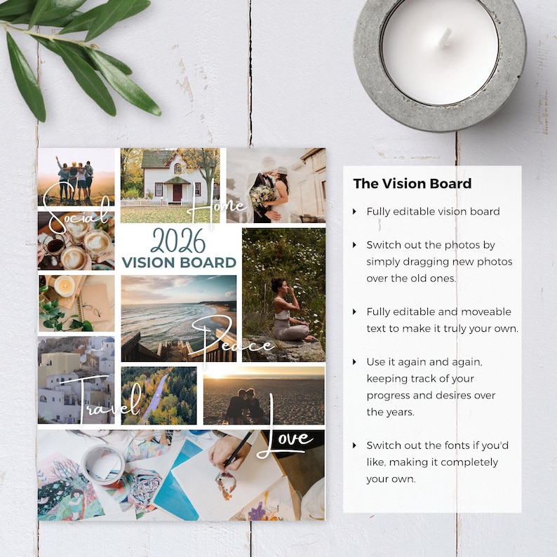 Editable Vision Board Planner | Printable Canva PDF Letter Sized ...