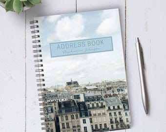 Personalizable Rooftops of Paris Address Book / A5 / Coil Bound / Housewarming