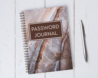 Password Journal Book / Marble / A5 / Coil Bound
