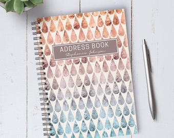 Personalizable Rainbow Teardrop Address Book / A5 / Coil Bound / Housewarming