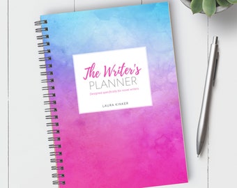 Pink + Blue Watercolor Writer's Planner / Letter / Coil Bound / Undated