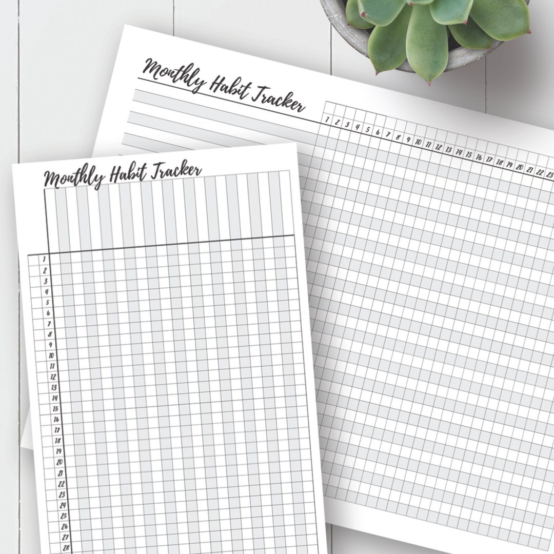 Undated Monthly Habit Tracker / Letter + A5 / Printable / INSTANT ...