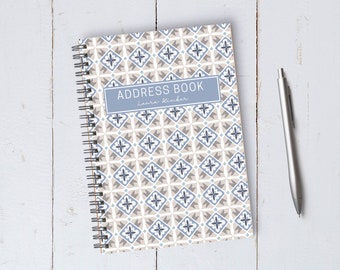 Personalized Modern Tile Address Book / A5 / Coil Bound / Housewarming / Birthday Gift