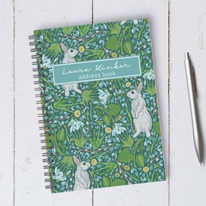 Personalized Old English Bunnies Address Book / A5 / Coil Bound / Housewarming / Birthday Gift