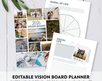 Editable Vision Board Planner | Printable Canva PDF Letter Sized Template