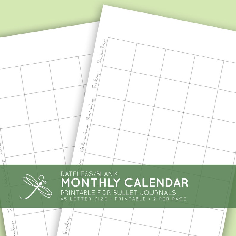 monthly-blank-calendar-a5-printable-instant-download-etsy
