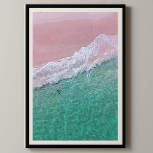 Turquoise Ocean Aerial Print | Jurien Bay Beach | Western Australia Coastline | Fine Photography |  Pink Wall Art | Australia Travel Decor