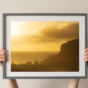 Golden Dawn Over The Nut – Stanley Tasmania Print – Ocean Light and Mist for Coastal, Travel-Inspired Wall Art