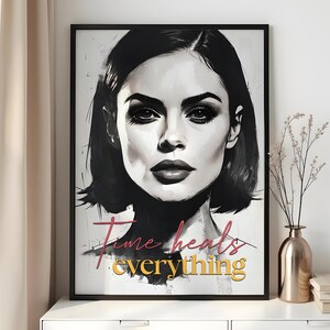 Time heals everything: Inspirierende Wandkunst in Schwarz-Weiß | Motivierendes Poster | Kunstdruck mit/ohne Rahmen