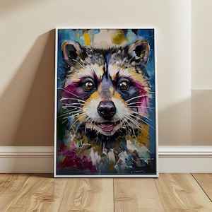 Colorful Raccoon Poster Print: Modern Animal Wall Art | Framed or Unframed