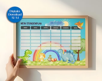 Dinosaur timetable | Weekly timetable for children | Timetable for download | For the start of school for schoolchildren | Timetable for printing
