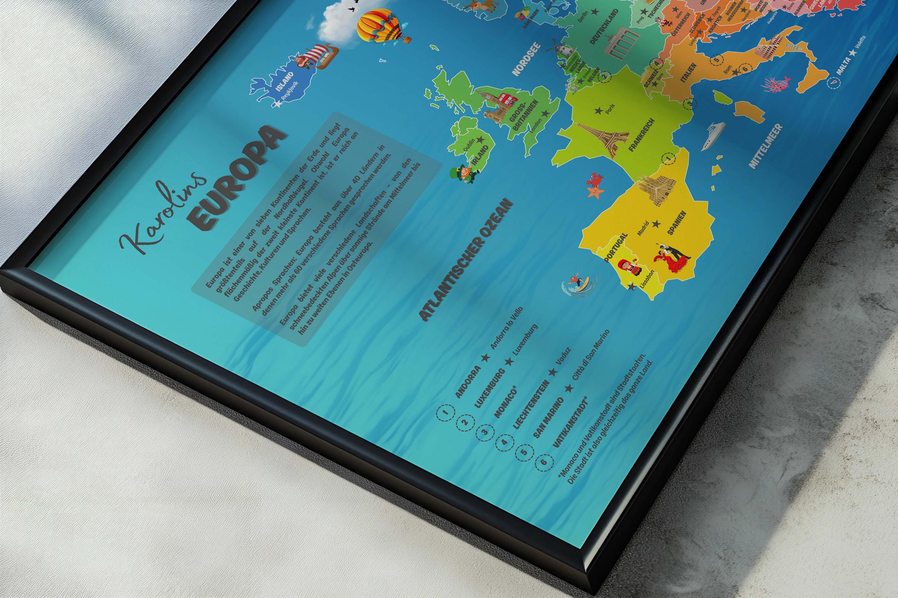 Personalized XXL Map of Europe for Kids With Capitals: Educational ...