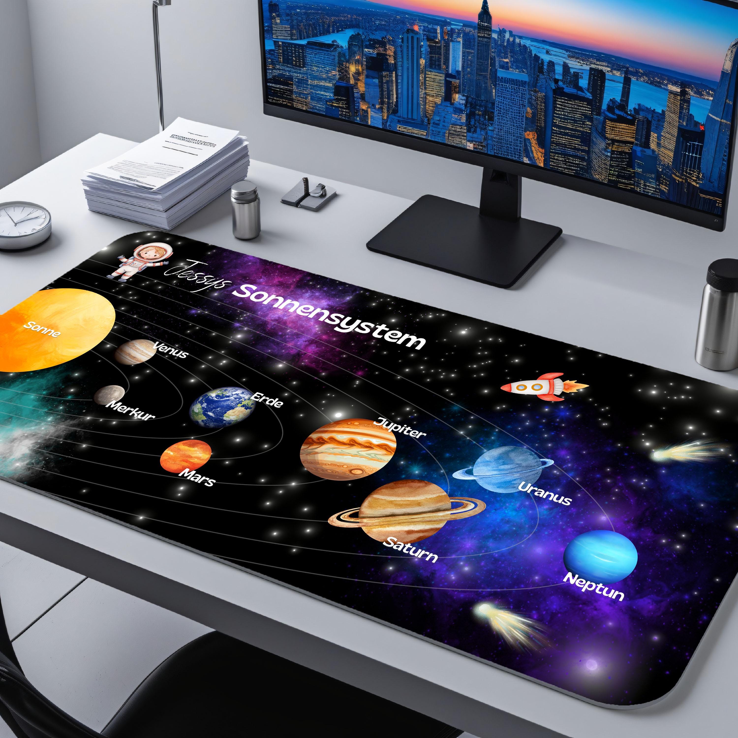 Solor System Desk Solar System Desk Mat for Kids With Planets: Educational Desk Pad ...