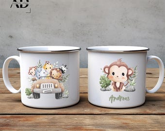 Customized Mug: 12oz enamel cup for Kids with various animal designs