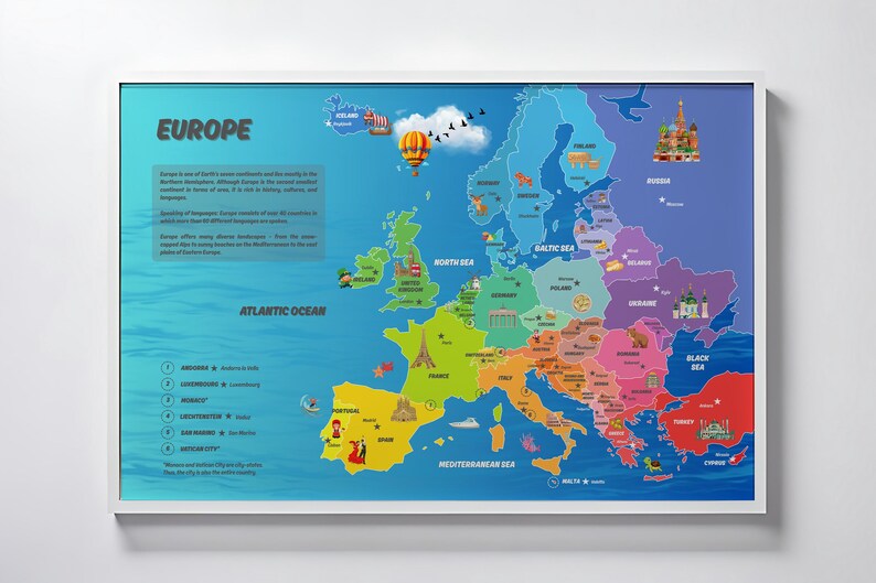 Personalized XXL Map of Europe for Kids With Capitals: Educational ...