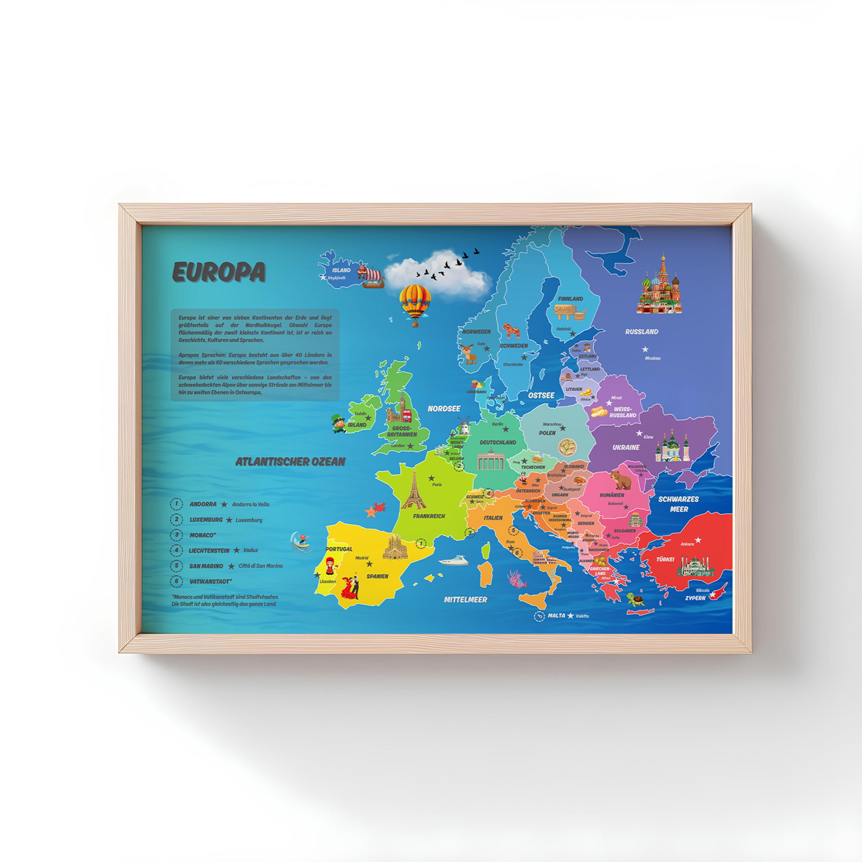 Personalized XXL Map of Europe for Kids With Capitals: Educational ...