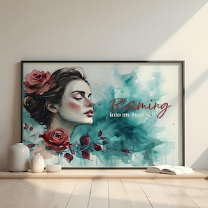 Elegante murale con affermazione positiva | Poster minimalista ad acquerello | Stampa artistica ispiratrice con/senza cornice