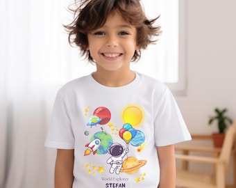 Personalized Space Shirt for Kids – Sun & Planets Astronaut Tee - Fun Educational Gift for Little Astronauts