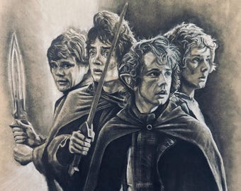 Hobbits on Weathertop Graphitzeichnung/Druck