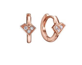 Spiritosa Hoop Earrings Gold Diamond Unique Design Heart Shape