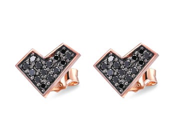 Viziata Diamanti Neri Earring Diamond Unique Design Heart Shape