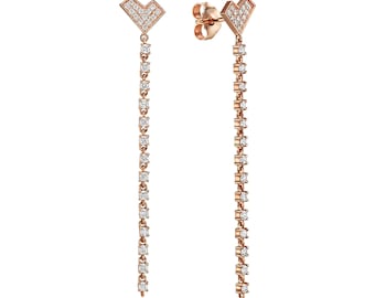 Viziata Lungo Earring Gold Diamond Unique Design Heart Shape