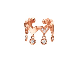 Spiritosa Helix drops Earring Gold Diamond Unique Design Heart Shape