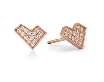 Viziata Earring Rose Gold Diamond Unique Design Heart Shape