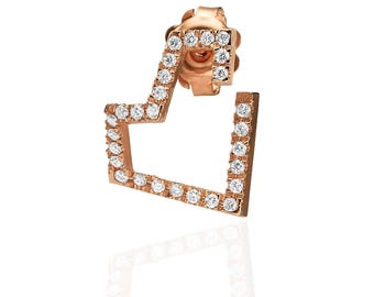 Furba Diamanti Earring Gold Diamond Single Unique Design Heart Shape