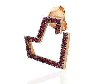 Furba Ruby Earring Gold Single Unique Design Heart Shape