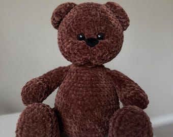 Handgemaakte pluche teddybeer, gehaakte knuffelbeer, zacht kinderdagverblijf, kraamcadeau, amigurumi beer pop