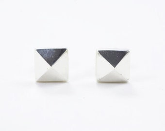 Pyramid Stud earrings in sterling silver