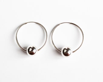 Silver Ball Hoop Earrings