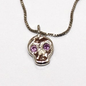 Skull friend charm with sapphire eyes image 2