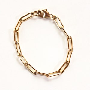 Modern Chain Bracelet (large paperclip chain gold fill)