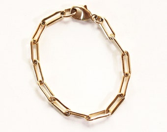 Modern Chain Bracelet (large paperclip chain gold fill)