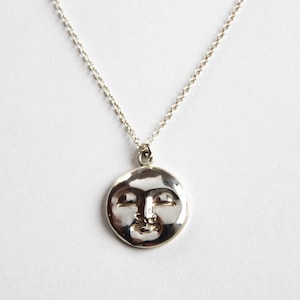 Moon Face Necklace Silver