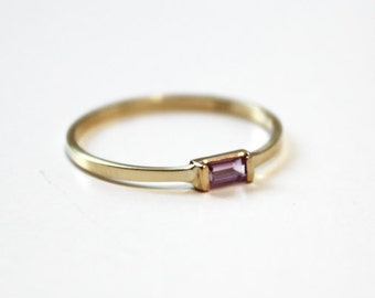 Pink Saphir Baguette Ring (14K Gelbgold)