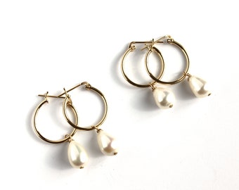 Pearl Drop Hoops