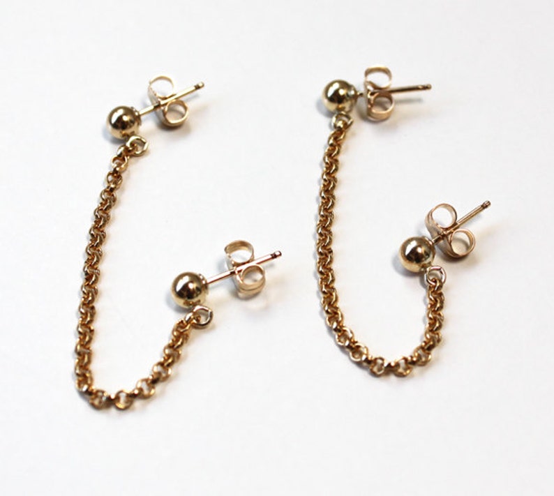 Double post Ball and chain Earrings Etsy