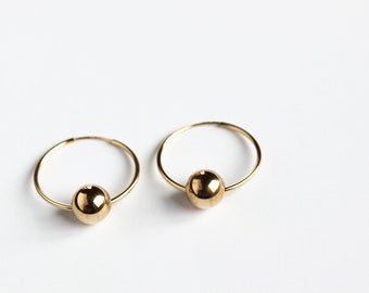 Gold Ball Hoop Earrings