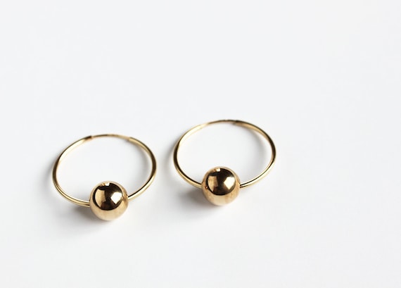 Gold Ball Hoop Earrings - Etsy