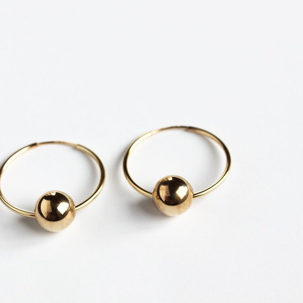 Gold Ball Hoop Earrings Etsy