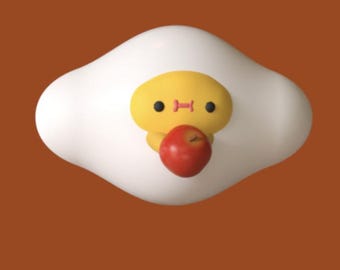 Fondo virtual rojo de huevos y manzanas / Fondo de zoom kawaii acogedor / Lindo fondo de pantalla digital